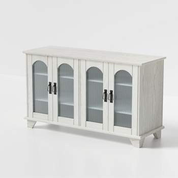 Neutypechic Wooden Bookshelf with Glass Doors and Adjustable Shelves
