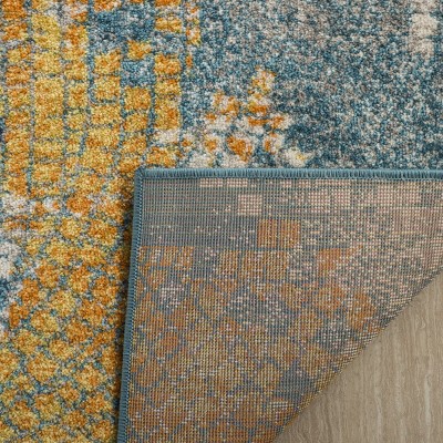 Blue and Multi Abstract Bohemian Area Rug 5'1" x 7'6"