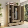 Famapy Yellow Wooden Wardrobe Armoire Closet Freestanding Hall Tree - 3 of 4