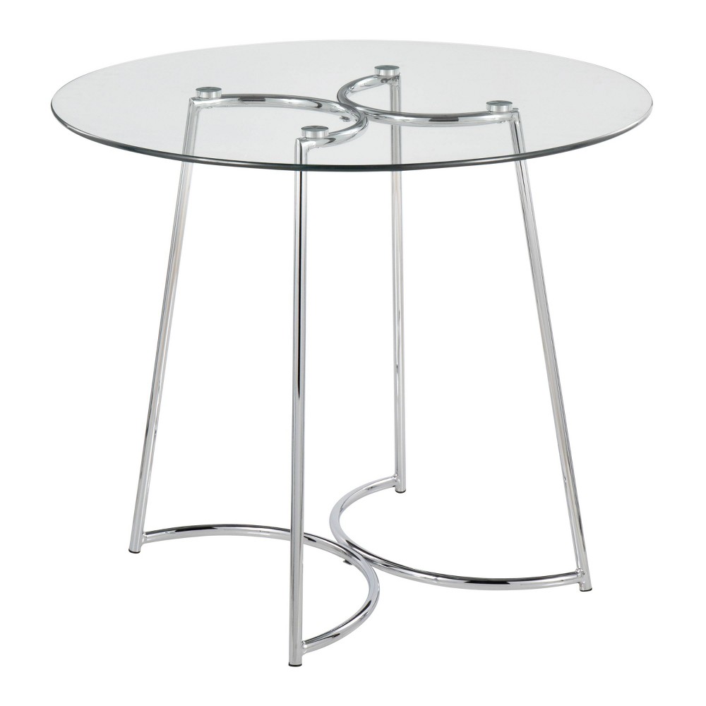 Photos - Dining Table 35" Cece Tempered Glass/Steel  Chrome/Clear - LumiSource