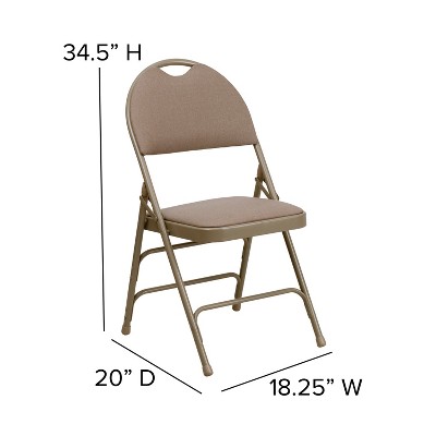 Hercules Series Premium Beige Fabric High-Back Metal Folding Chair
