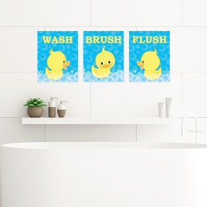 Big Dot of Happiness Ducky Duck - Unframed Wash, Brush, Flush - Bathroom Wall Art - 8 x 10 inches - Set of 3 Prints - 1 of 4