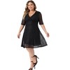 Agnes Orinda Women's Plus Size V Neck Swing Cocktail Wedding Midi Lace A-Line Dress - 3 of 4