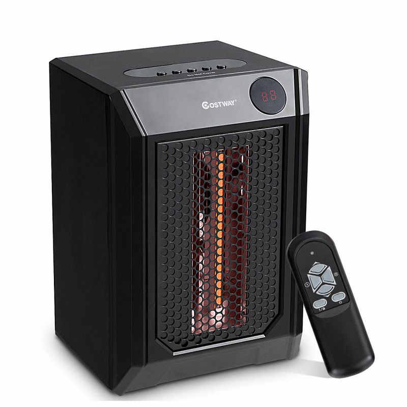 Costway 1500W Portable Electric Space Heater with 2H Timer LED Remote Control Room Office, 1 of 11