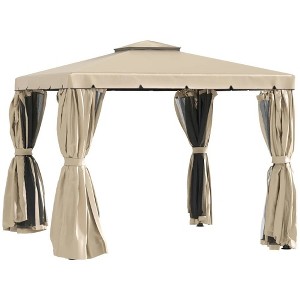 Resenkos Outdoor Garden Gazebo, Sunshade Gazebo Canopy,10' x 10' Patio Gazebo, Double Roof Outdoor Gazebo Canopy Shelter with Netting & Curtains,Khaki - 1 of 4
