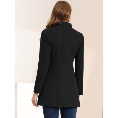 Black Buttoned Down Casual Winter Coat with Lapel Collar