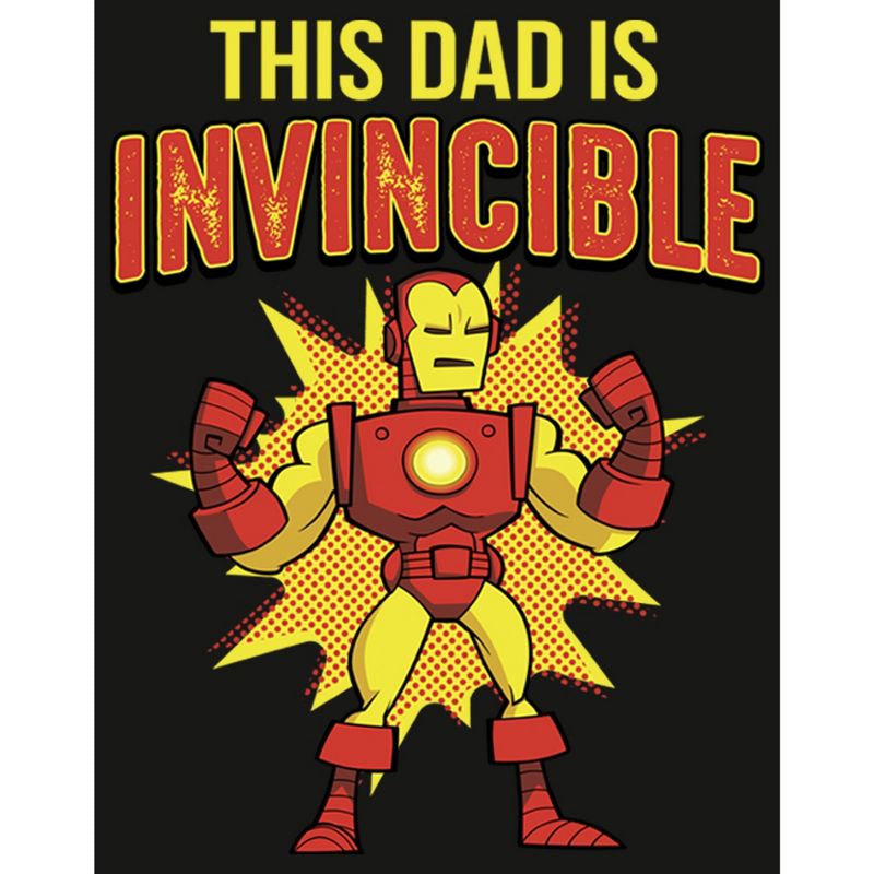 Men's Marvel This Dad is Invincible Cartoon Iron Man Long Sleeve Shirt, 2 of 5