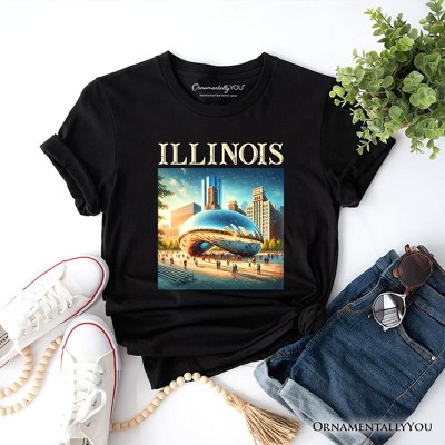 Modern Illinois State Cloud Gate T-Shirt, Iconic Chicago Bean Tee and Urban Landmark Souvenir | OrnamentallyYou