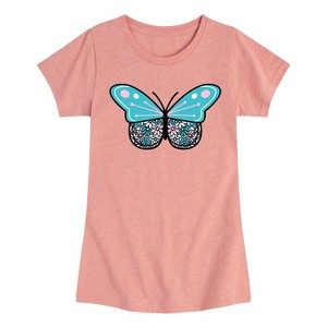 Girls' - Instant Message - Flower Butterfly Fitted Short Sleeve Graphic T-Shirt - 1 of 4