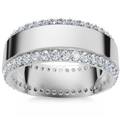 Pompeii3 Men's 1Ct Diamond Wedding Ring 8MM 14k Gold Polished Band Lab Created
