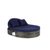 Outdoor Patio Round Daybed with Adjustable Backrests, Foldable Cup Trays, and Cushions - Reclining Wicker Rattan Sun Bed with Pillows - 4 of 4