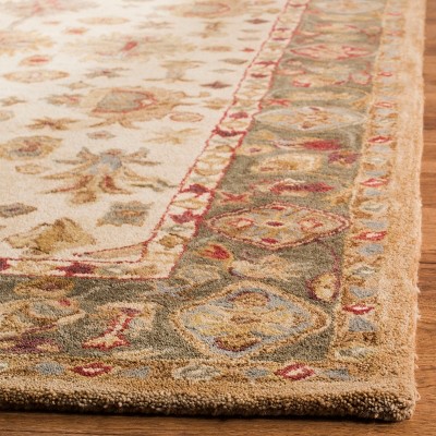 Ivory Floral Hand Tufted Wool Area Rug, 3' x 5'