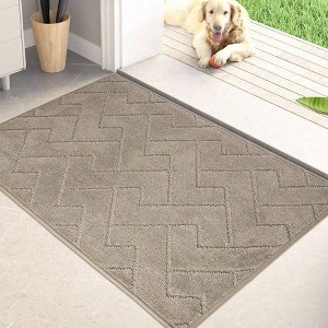 Dirt Trapping Door 24 inchx 35.5 inch Non - Slip Washable Entry Rug Shoe Scraper Dog Doormat Absorbent Taupe Front Back Door - 1 of 4