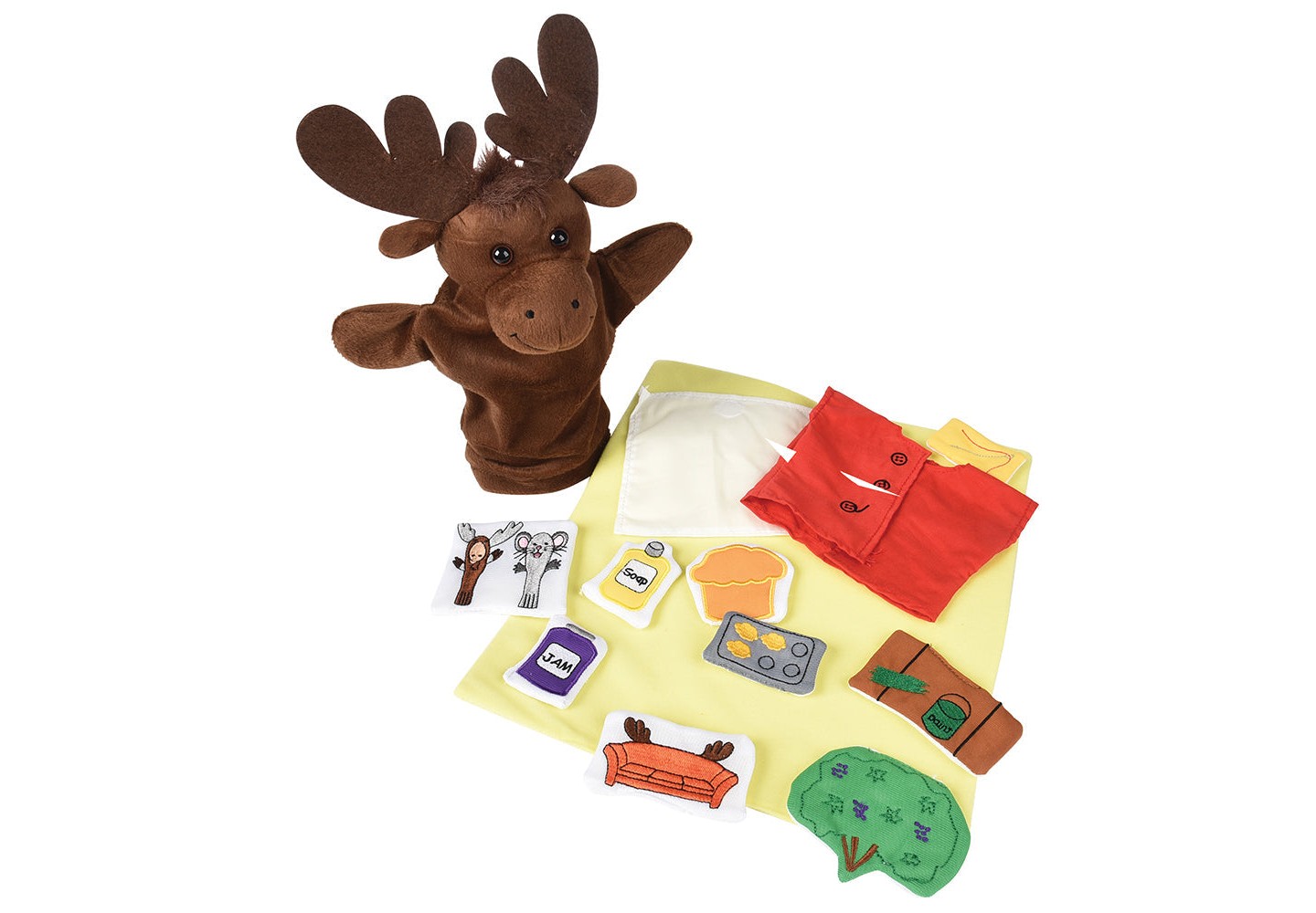 Детские куклы Cre8tive Minds If You Give a Moose a Muffin Puppet & Props Set – 13-Piece Interactive Storytelling Set Ages 2+ — фото 1