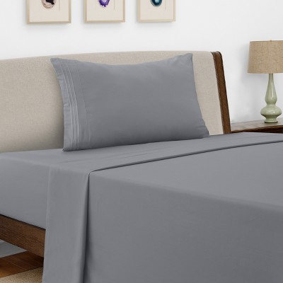 Microfiber Sheets Set 4 Piece Solid Sheet Set Deep Pocket Bed Sheets Plain Bedding with Pillowcases  - Lux Decor Collection