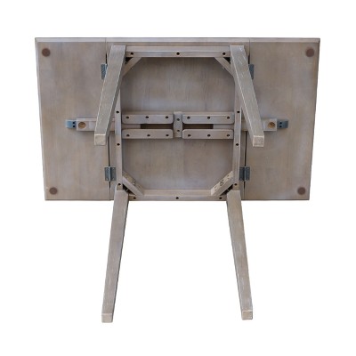 Elegant Washed Gray Taupe Solid Wood Extendable Dropleaf Dining Table