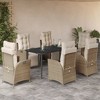 vidaXL Patio Dining Set with Cushions Beige Poly Rattan, 3 Piece - 2 of 4