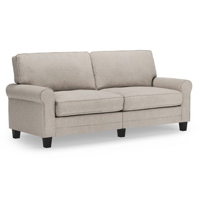 Copenhagen Light Gray 78" Microfiber Sofa with Rounded Arms and Removable Cushions