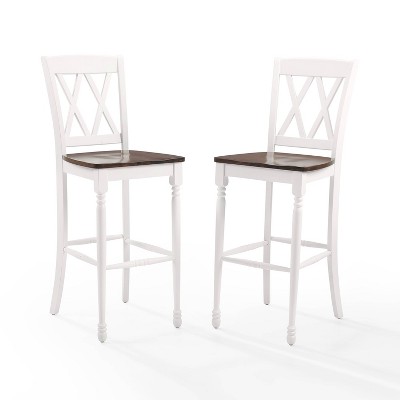 Shelby 47.5" White Wood Double X Bar Stool Set