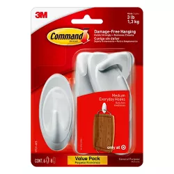 Command Medium Sized Designer Hooks Value Pack White