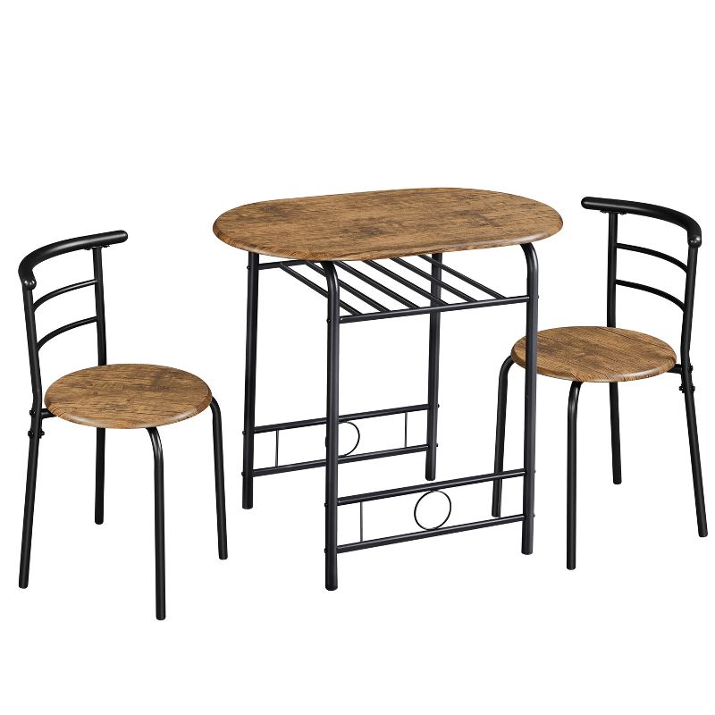 Yaheetech Round Dining Table Set for 2 with Steel Legs, Storage Rack, 1 of 10