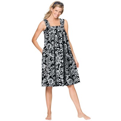 Dreams & Co. Plus Size Print Sleeveless Square Neck Lounger