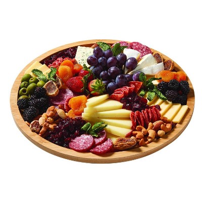 14" Round Bamboo Charcuterie Board with Clear Locking Lid