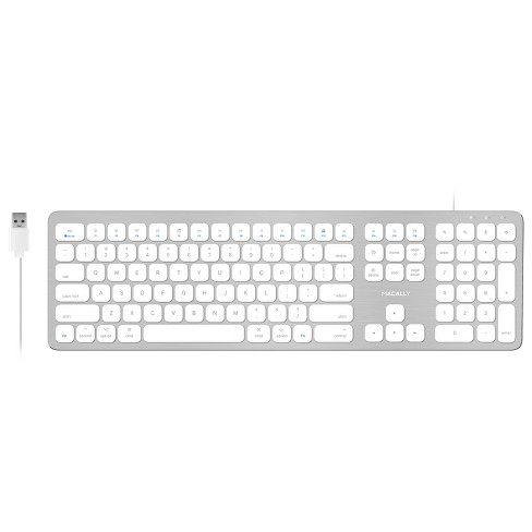 Macally Ultra Slim Metal Usb-a Wired Full Keyboard - White : Target