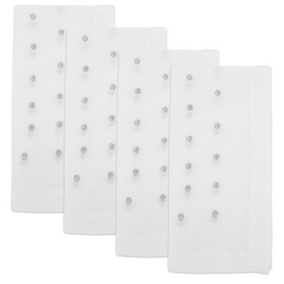 Silver Polka Dot Polyester Square Napkin Set