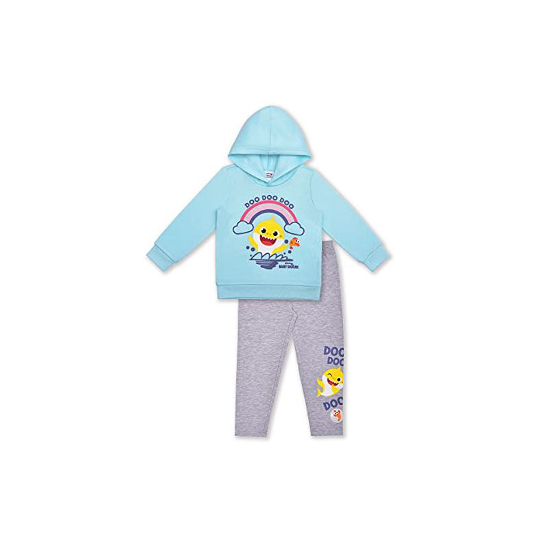 Nickelodeon Girl's 2-Pack Baby Shark Pullover Hooded Sweatshirt and Legging Pants Set for kids, 1 of 6