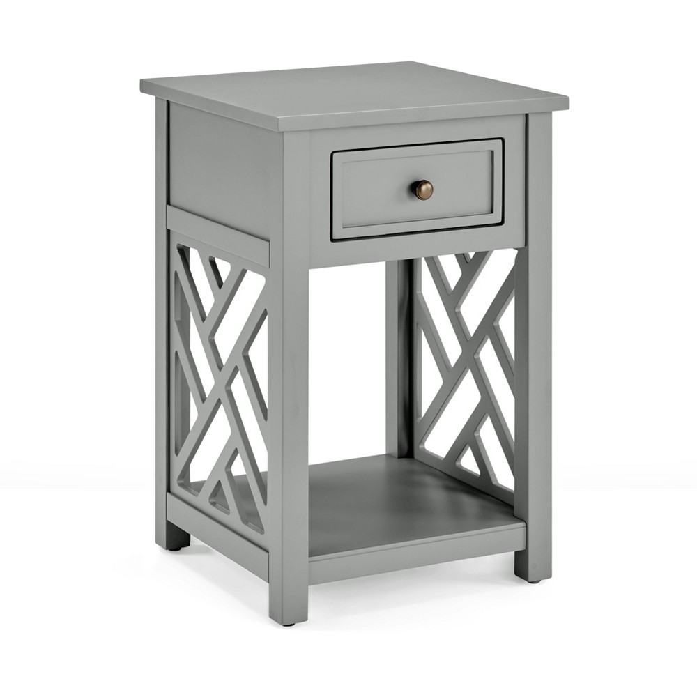Photos - Coffee Table Middlebury Wood End Table with Drawer and Shelf Gray - Alaterre Furniture