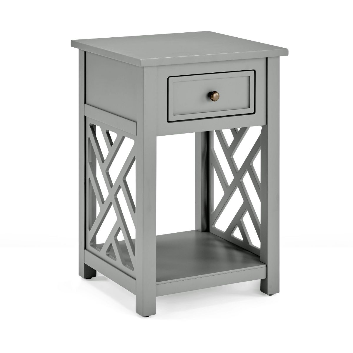 Alaterre Furniture Middlebury Wood End Table with Storage Shelf