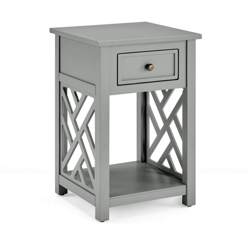 Middlebury Wood End Table with Drawer and Shelf Gray - Alaterre Furniture, 1 of 10