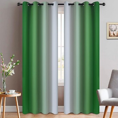 Yakamok Greyish White and Green Ombre Curtains(52x84 Inch, 2 Panels)