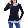 Women's Contrast Collared Shirts Patchwork Work Blouse Tunics Tops - 2 of 4