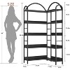 5 Tier Corner Bookshelf, 68.5" Tall L Shaped Bookcase, Metal Frame, Freestanding Display Shelf, for Home Office, Bedroom, Living Room, Black - 3 of 4