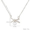 Silver Titanium Steel Bow & Pearl Modern Women's Necklace - 3 of 4