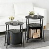 1PC/2PCS Fluted 2 Tiers Side Table Charging Station Round Storage Cabinet Mid Century Modern End Table Small Space Bedroom Living Room - 2 of 4