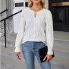Womens Casual Floral Shirt Bell Long Sleeve Round Neck Hollow Front Cute Blouse Tops - 2 of 4