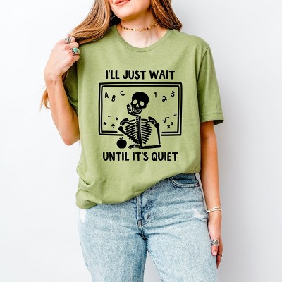Simply Sage Market Wait Until It's Quiet Apple Short Sleeve Tee - XS - Light Green