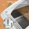 XXL Stainless Steel Sifting Litter Box for Pine Pellet & Non-Clumping Litter, Anti-Leakage High-Sided Cat Litter Box with Lid for Large Cats - 3 of 4