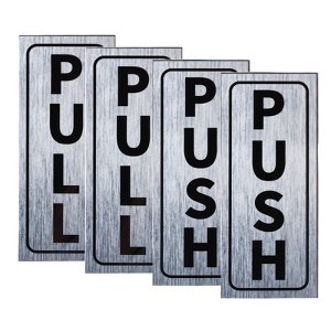 Unique Bargains PVC Self-Adhesive Waterproof Store Shops Push Pull Door Sign 2 Set - 1 of 4