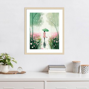Amanti Art Walking Through Tulips in The Rain by Incado Wood Framed Wall Art Print - 1 of 4