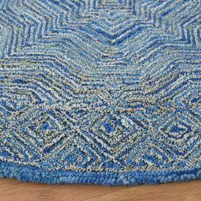 Blue Wool Hand-Tufted Runner Rug 2'3" x 9'