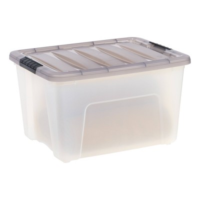 Clear Stackable Plastic Storage Bins with Latching Lids, 40 Qt.