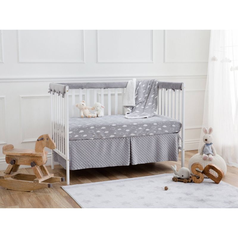 TL Care Heavenly Soft Chenille Reversible Crib Cover for Side Rails Gray/White - 2 Pack, 3 of 6