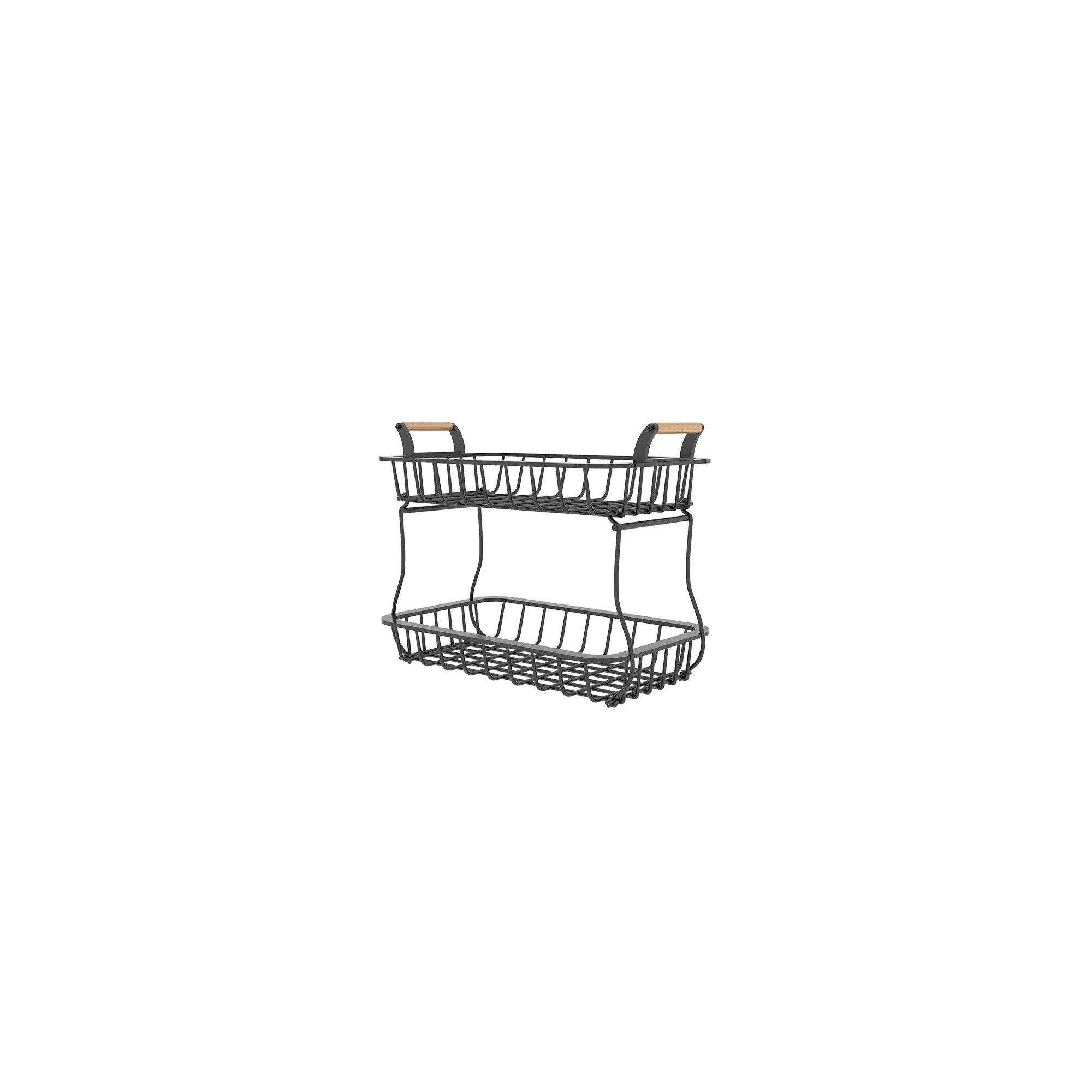 ADIVO 2 Tier Fruit Bowl Carbon Steel Kitchen Countertop for Fruit and Vegetable Basket Storage - Black