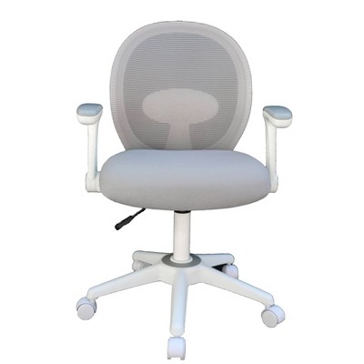 Grey Mesh and Fabric Task Chair with Adjustable Arms