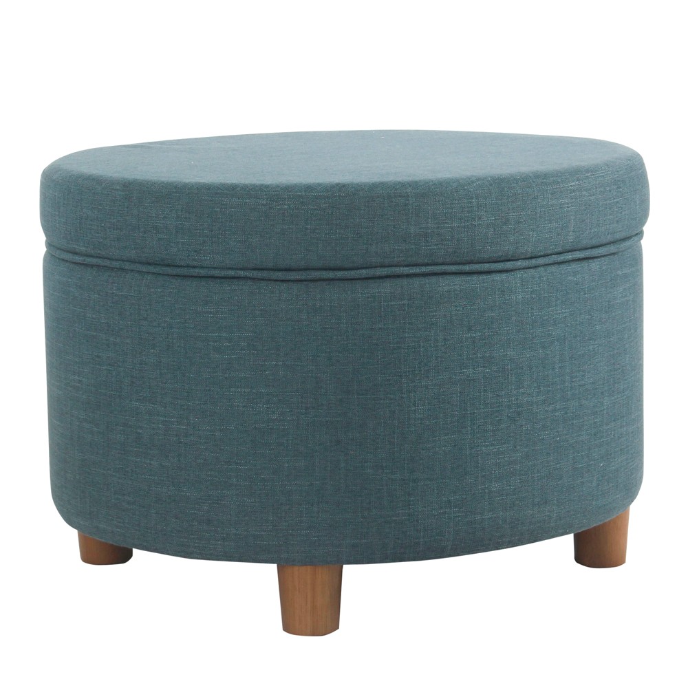 Photos - Pouffe / Bench Round Storage Ottoman Teal - HomePop