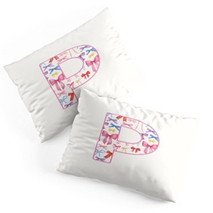 Deny Designs Standard April Lane Art Fancy Bow Monogram P Microfiber Printed Pillow Sham - 1 of 3